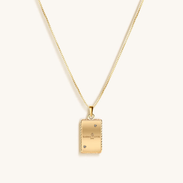 Intelligent Expression - White Enamel Aquarius Card Necklace