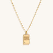 Generous Enthusiasm - White Enamel Leo Card Necklace