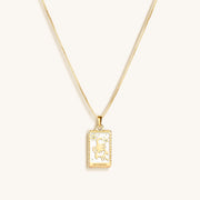 Passionate Devotion - White Enamel Scorpio Card Necklace