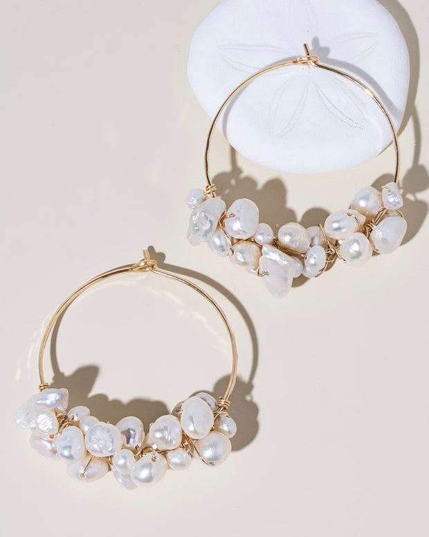 Wrapped Pearl Hoops