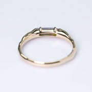 14K Yellow Gold Band with Black Opal Engagement Ring