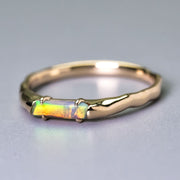 14K Yellow Gold Band with Black Opal Engagement Ring