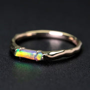 14K Yellow Gold Band with Black Opal Engagement Ring