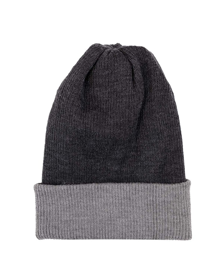 Alpaca Beanie - Reversible Ribbed - Charcoal