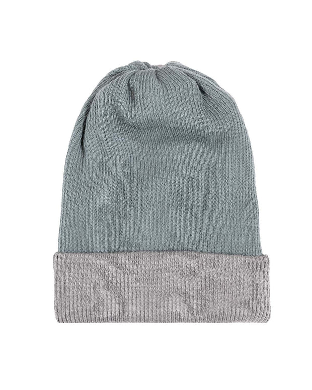 Alpaca Beanie - Reversible Ribbed - Cielo