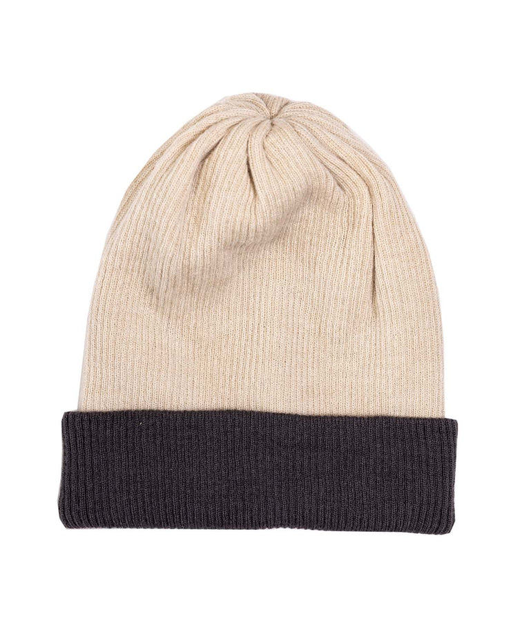 Alpaca Beanie - Reversible Ribbed - Oatmeal