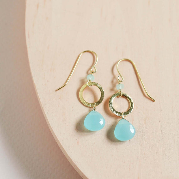 The Airie Earring - Blue Chalcedony Gold