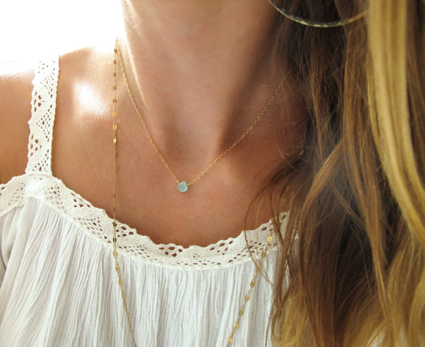 Short Gemstone Necklace - Chalcedony