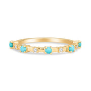 Alyssa 14K Gold Turquoise Dainty Ring with White Diamonds