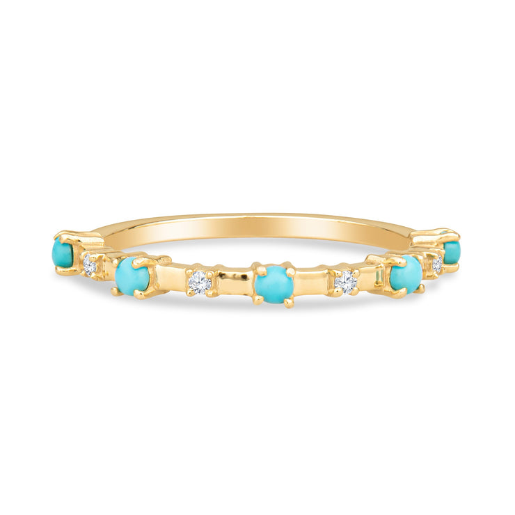 Alyssa 14K Gold Turquoise Dainty Ring with White Diamonds
