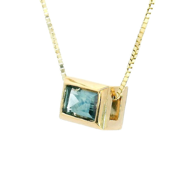 Blue Montana Sapphire Baguette Necklace