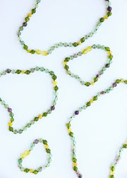 Raw Baltic Sea Amber + Fluorite + Peridot || Gemstone Anklet or Bracelet
