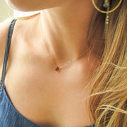 Short Gemstone Necklace - Garnet