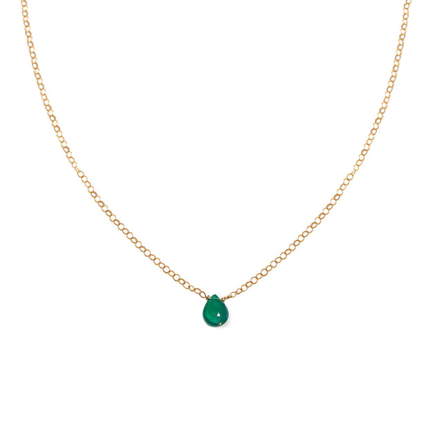 Short Gemstone Necklace - Green Onyx