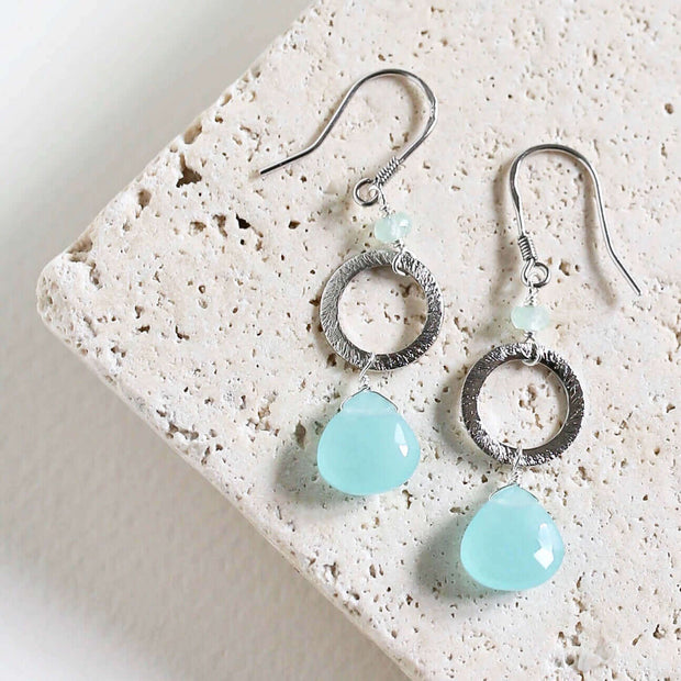 The Airie Earring - Blue Chalcedony Gold