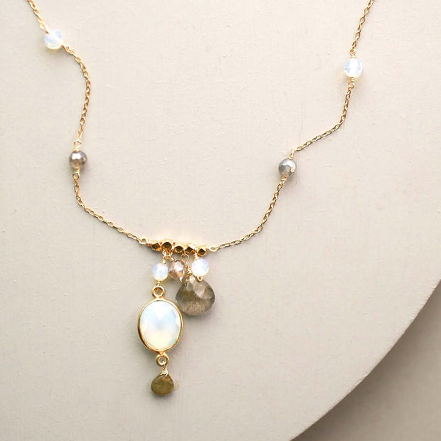 Opal Quartz Bezel Necklace