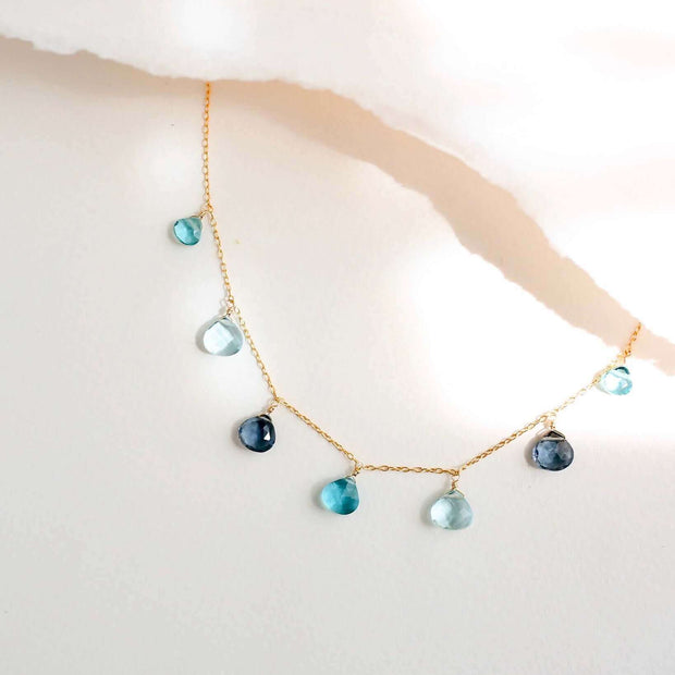 Blue Gemstone Gold Sparkler Necklace