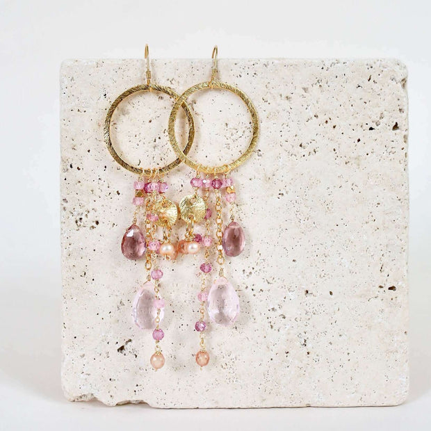 The Ammil Earring - Rose Pink Gemstones