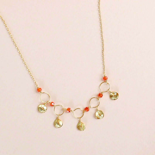 Orange Chalcedony Mini Chain Loop Necklace