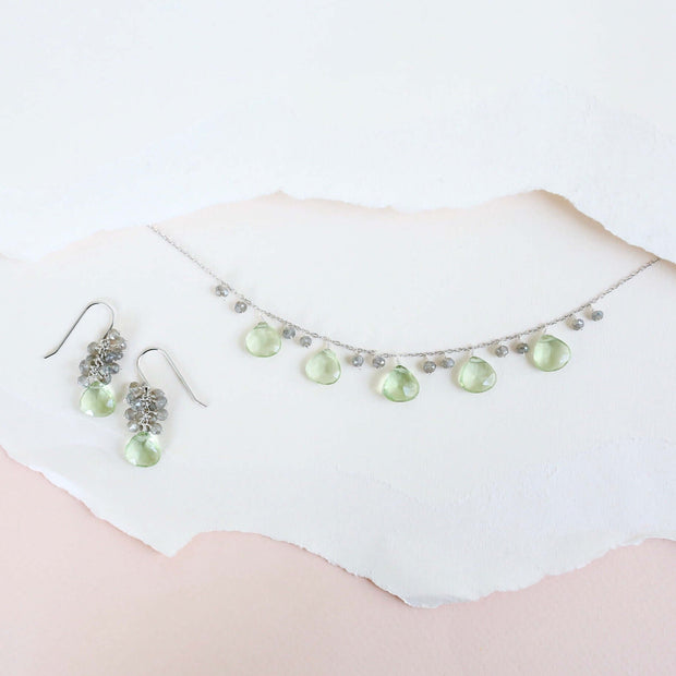 Green Amethyst Silver Sparkler Necklace