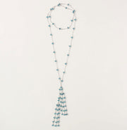 Silver Ballet Lariat Necklace in London Blue Quartz