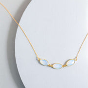Opal Quartz 3-Bezel Necklace