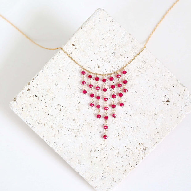 Ruby Red Quartz Mini Fringe Necklace