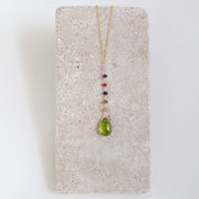 Peridot Green Quartz Yoga Pendant Necklace - Gold