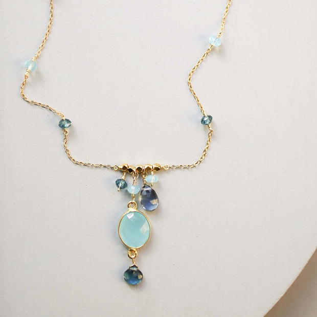 Blue Chalcedony Bezel Necklace