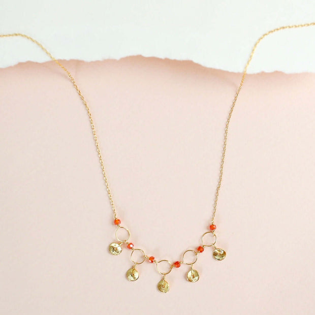 Orange Chalcedony Mini Chain Loop Necklace