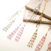 Silver Ballet Lariat Necklace in Pink Tourmaline