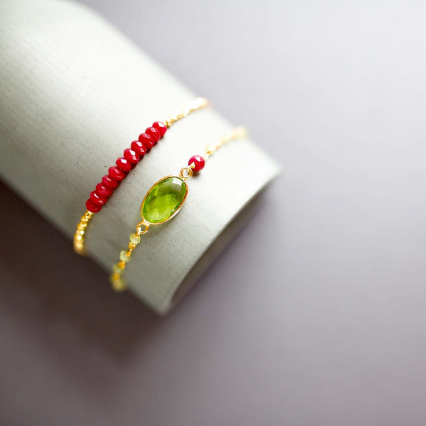 Red Jade Adjustable Stacking Bracelet