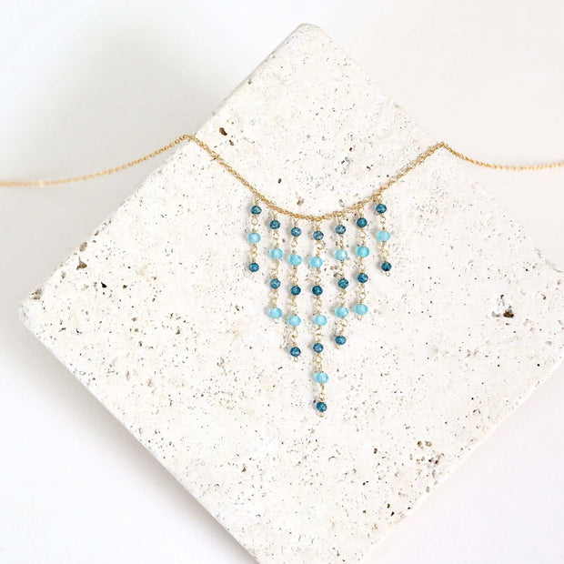 Blue Gemstone Mini Fringe Necklace