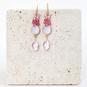 Opal Quartz Bezel Cluster Earrings