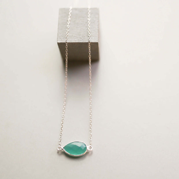 Green Apatite Silver Minimalist Necklace