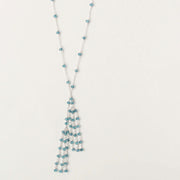 Gold Ballet Lariat Necklace in London Blue Quartz