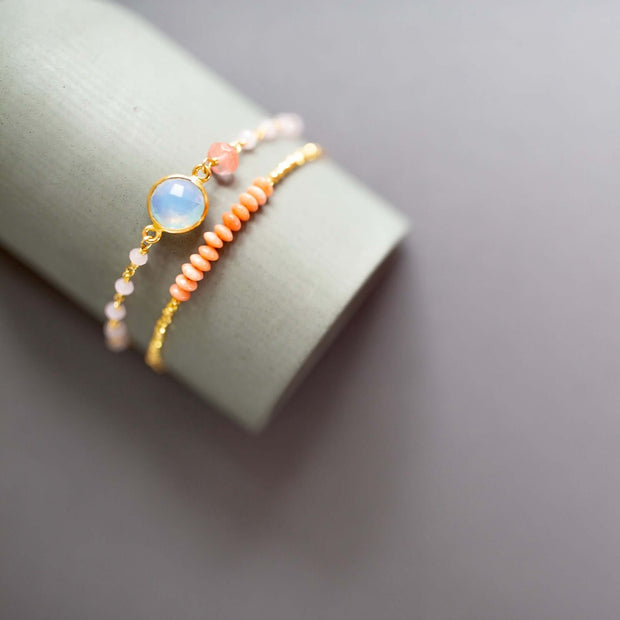 Opal Quartz Adjustable Gemstone Bracelet
