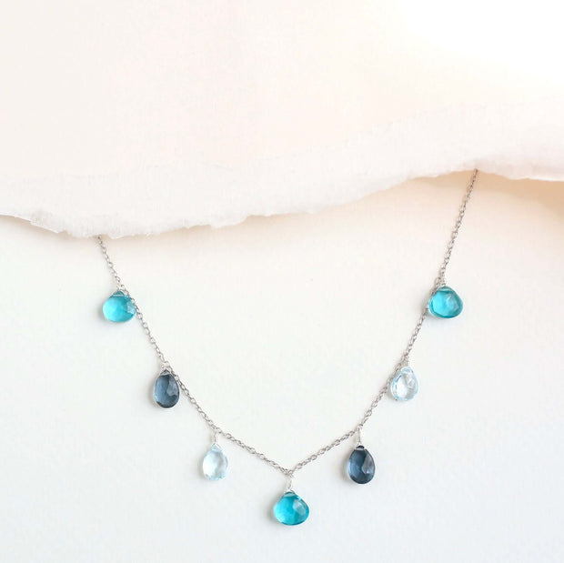 Blue Gemstone Silver Sparkler Necklace