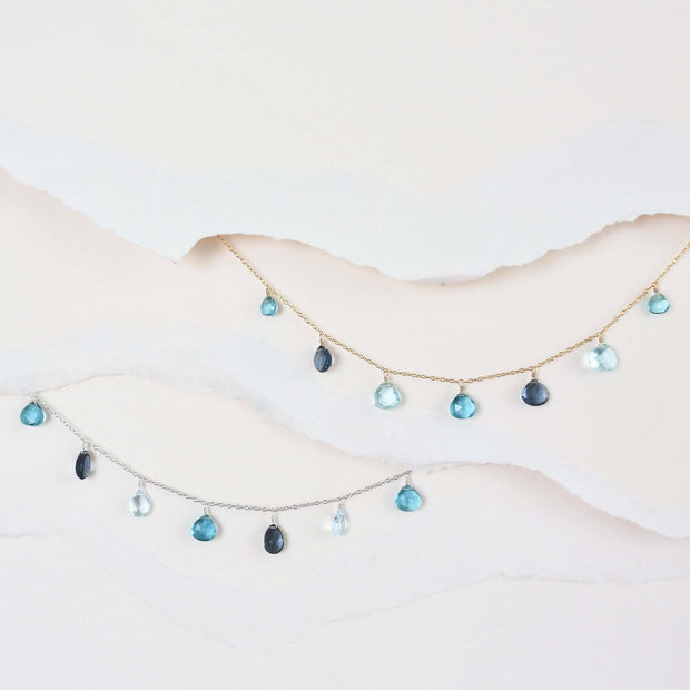 Blue Gemstone Silver Sparkler Necklace