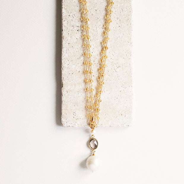 Aqua Chalcedony Pearl Convertible Necklace