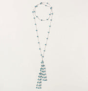 Gold Ballet Lariat Necklace in London Blue Quartz