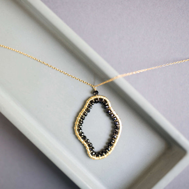 Black Spinel Freestyle Pendant Necklace