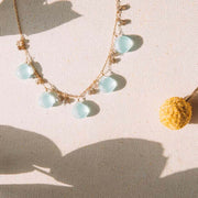 Aqua Chalcedony & Labradorite Gold Dewdrop Necklace