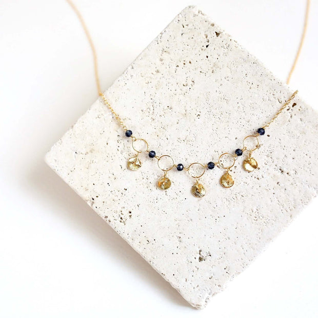 Black Spinel Mini Chain Loop Necklace