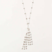 Silver Ballet Lariat Necklace in Labradorite