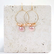 Peach Moonstone Swing Earrings
