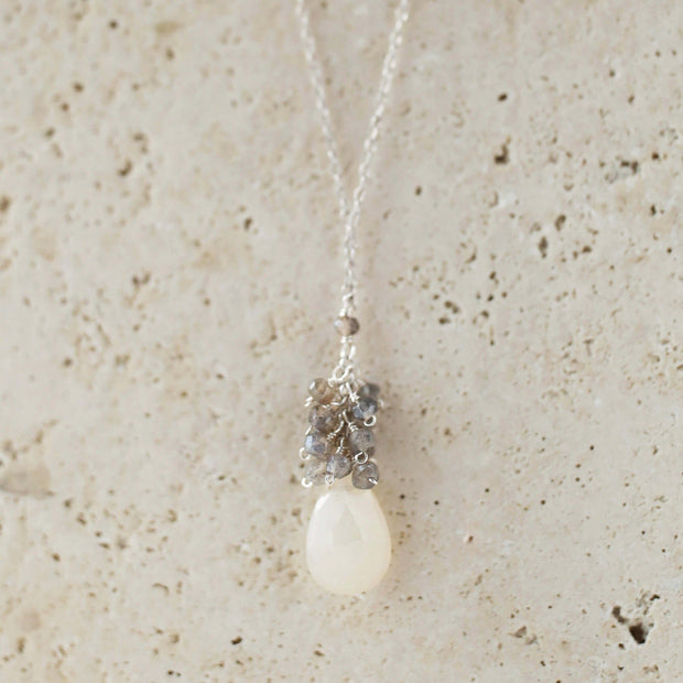 White Chalcedony Cluster Necklace