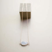 Blue Chalcedony Silver Minimalist Necklace