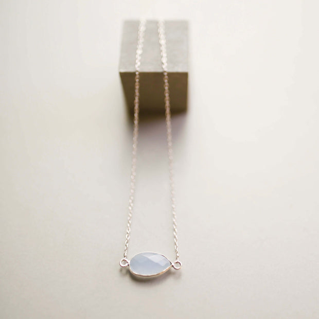 Blue Chalcedony Silver Minimalist Necklace