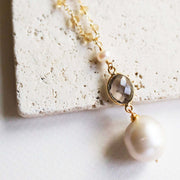 Smoky Quartz Pearl Convertible Necklace